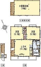京王線 聖蹟桜ヶ丘駅 徒歩10分の賃貸アパート 2階2SLDKの間取り