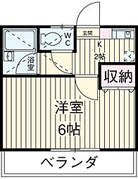 京王相模原線 京王稲田堤駅 徒歩6分の賃貸アパート 2階1Kの間取り