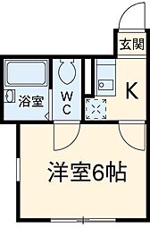 東武伊勢崎線 小菅駅 徒歩4分の賃貸アパート 1階1Kの間取り