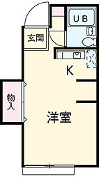 JR中央線 武蔵小金井駅 徒歩5分の賃貸アパート 2階ワンルームの間取り