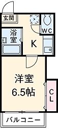 マンションＪＹ館 2階1Kの間取り