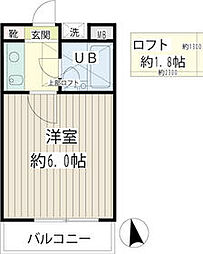 JR南武線 尻手駅 徒歩5分の賃貸アパート 2階1Kの間取り