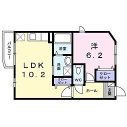 マノワール 1階1LDKの間取り
