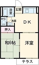 ビラ服織 2DKの間取図画像