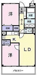 ニューマリッチ青山 2LDKの間取図画像