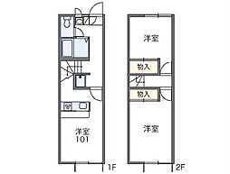 レオパレスフレアももぞの 2DKの間取図画像