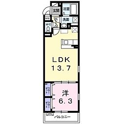 ルミウス祇園 1LDKの間取図画像