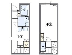 西武新宿線 南大塚駅 徒歩21分の賃貸アパート 1階1Kの間取り
