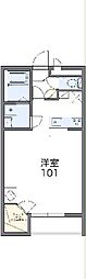 レオパレスベルコンフォート 2階1Kの間取り