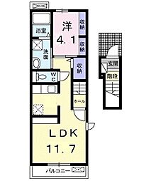 JR京浜東北・根岸線 大宮駅 バス8分 三橋一丁目下車 徒歩7分の賃貸アパート 2階1LDKの間取り