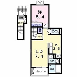 ベル　テール　Ｂ 2階1LDKの間取り