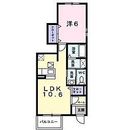 エアリー　II 1階1LDKの間取り