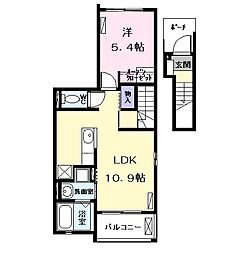 名古屋市営鶴舞線 浄心駅 徒歩13分の賃貸アパート 2階1LDKの間取り
