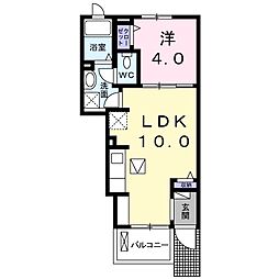 メゾンドゥソレイユ 1LDKの間取図画像