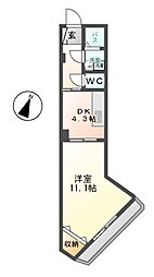 名古屋市営鶴舞線 上小田井駅 徒歩1分の賃貸マンション 5階1Kの間取り