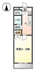 バウハウス弥生143 1階1Kの間取り
