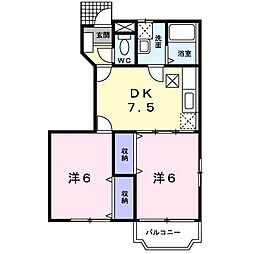 メゾンマルベリーB 2DKの間取図画像