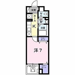 ハピネス　パラシオン 2階1Kの間取り