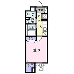 リヴェール 1階1Kの間取り