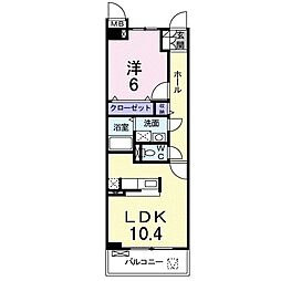 ロイヤル・レジデンス壱番館 1階1LDKの間取り
