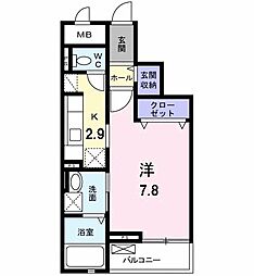 メゾン　ラフォーレ 3階1Kの間取り