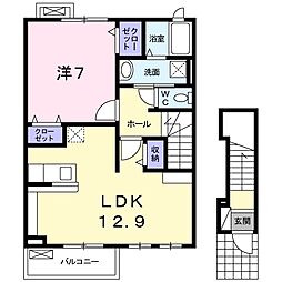 プリムローズ2 1LDKの間取図画像