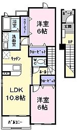 エターナリー 2階2LDKの間取り