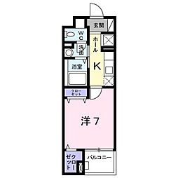 メゾンユウソウ 1Kの間取図画像