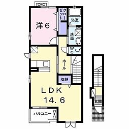 モデルノ　アロッジオ 2階1LDKの間取り