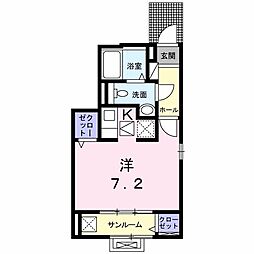 インハーリット ワンルームの間取図画像
