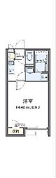 クレイノビュートップ相原 2階1Kの間取り
