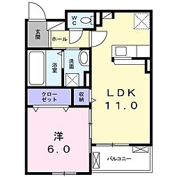 シャーンス杉道 1LDKの間取図画像