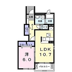 マリーゴールドB 1LDKの間取図画像