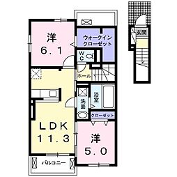 オルロージュ 2LDKの間取図画像