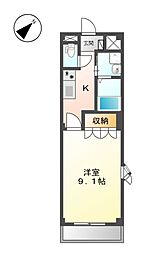 ドルフィン柚木 1Kの間取図画像
