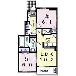 モアナ 2LDKの間取図画像