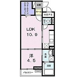 ロイヤル上足洗 1LDKの間取図画像