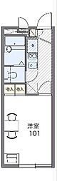 レオパレスグランシャリオ 2階1Kの間取り