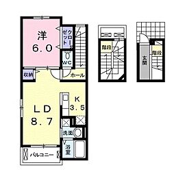 プランドール2 1LDKの間取図画像