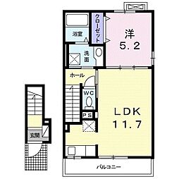 ルミエールC 1LDKの間取図画像