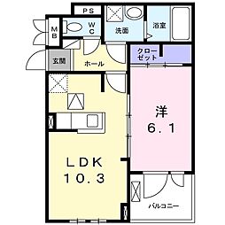 コモディモンテ2 1LDKの間取図画像