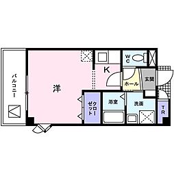 アムール青木 1Kの間取図画像