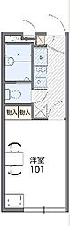 レオパレスエクセル中里 1階1Kの間取り