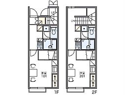レオパレスみどりIII 1階1Kの間取り