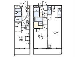 東武野田線 初石駅 徒歩9分の賃貸マンション 3階1Kの間取り