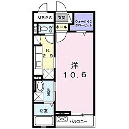 カサエスペランサ 1Kの間取図画像