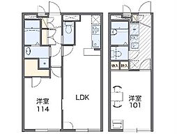 レオパレスシリウス町田 1階1Kの間取り