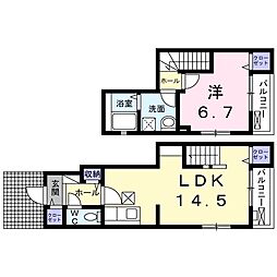 ハイツウィスタリアA 1LDKの間取図画像
