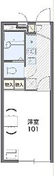 レオパレスグランシャリオII 2階1Kの間取り