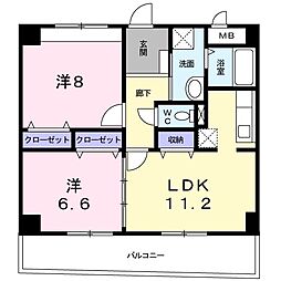 ジェルメコムーネ 2LDKの間取図画像